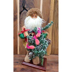 Belk Holiday Woodland Santa Figure on Wooden Base